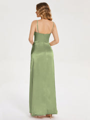 Spaghetti Straps Soft Satin Prom Dresses