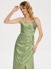 Spaghetti Straps Soft Satin Prom Dresses