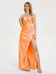 Spaghetti Straps Soft Satin Prom Dresses