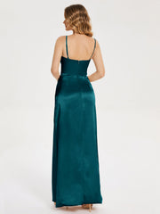 Spaghetti Straps Soft Satin Prom Dresses