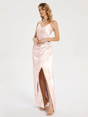 Spaghetti Straps Soft Satin Prom Dresses