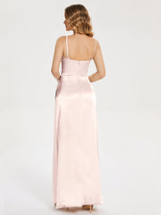 Spaghetti Straps Soft Satin Prom Dresses