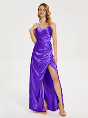 Spaghetti Straps Soft Satin Prom Dresses