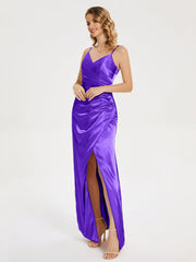 Spaghetti Straps Soft Satin Prom Dresses