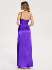 Spaghetti Straps Soft Satin Prom Dresses