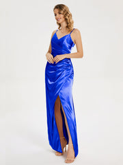 Spaghetti Straps Soft Satin Prom Dresses