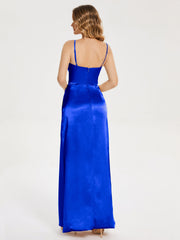 Spaghetti Straps Soft Satin Prom Dresses