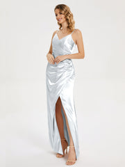 Spaghetti Straps Soft Satin Prom Dresses