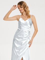 Spaghetti Straps Soft Satin Prom Dresses