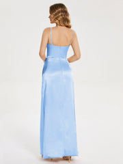 Spaghetti Straps Soft Satin Prom Dresses
