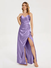 Spaghetti Straps Soft Satin Prom Dresses