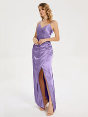 Spaghetti Straps Soft Satin Prom Dresses