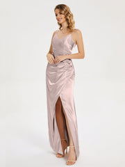 Spaghetti Straps Soft Satin Prom Dresses