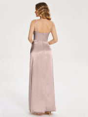 Spaghetti Straps Soft Satin Prom Dresses