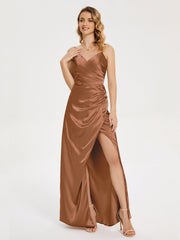 Spaghetti Straps Soft Satin Prom Dresses