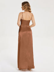 Spaghetti Straps Soft Satin Prom Dresses