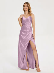 Spaghetti Straps Soft Satin Prom Dresses