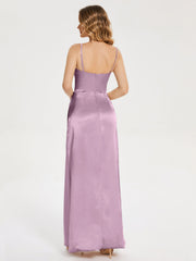 Spaghetti Straps Soft Satin Prom Dresses