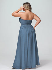 Strapless Empire Chiffon Dresses with Sweetheart Slate Blue