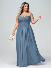 Strapless Empire Chiffon Dresses with Sweetheart Slate Blue