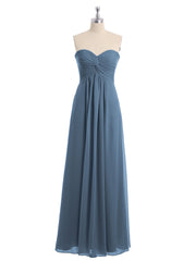 Strapless Empire Chiffon Dresses with Sweetheart Slate Blue