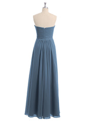Strapless Empire Chiffon Dresses with Sweetheart Slate Blue