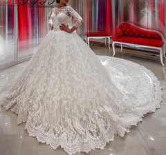 Princess Lace Wedding Dress Long Sleeves, Bridal Gown ,Dresses For Brides
