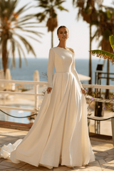 Off One Shoulder Wedding Dress  Aline Ball Gown Wedding Dress Lace Bodice Wedding Gown
