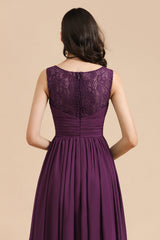 Elegant Red V-Neck A-Line Bridesmaid Gown
