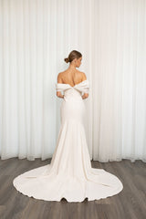 Ethereal Beauty Mermaid Bridal Gown with Organza Draping and Beaded Details