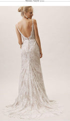 Vintage Lace Bridal Gown Fairy Wedding Dress Beach Wedding Gown Mermaid Wedding Dress With Slit