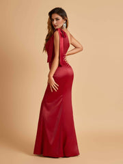 Sexy Satin One Shoulder Prom Dresses Long Zipper Side Floor Length Sheath