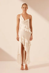 Weitese Formal Wear Dresses Asymmetrical Ruffle Maxi Dress Ivory Wedding Dress Prom Dress Shops