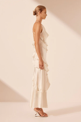 Weitese Formal Wear Dresses Asymmetrical Ruffle Maxi Dress Ivory Wedding Dress Prom Dress Shops