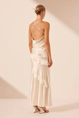 Weitese Formal Wear Dresses Asymmetrical Ruffle Maxi Dress Ivory Wedding Dress Prom Dress Shops