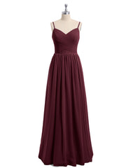 Sweetheart Neck Chiffon Dress with Spaghetti Strap Cabernet