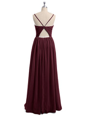 Sweetheart Neck Chiffon Dress with Spaghetti Strap Cabernet
