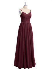 Sweetheart Neck Chiffon Dress with Spaghetti Strap Cabernet