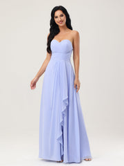 Strapless Sweetheart Neck Chiffon Dresses Lavender