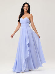 Strapless Sweetheart Neck Chiffon Dresses Lavender