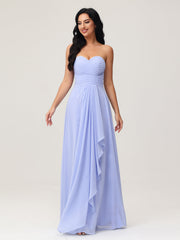 Strapless Sweetheart Neck Chiffon Dresses Lavender