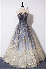 Unique tulle lace long prom dress tulle formal dress B96