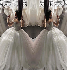 Luxury Sequin Crystals Ball Gown Wedding Dresses Long Sleeves Bridal Wear