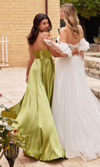 Cowl-Neck Long Satin Prom Dress BD104