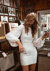 Tight Long Sleeves Sequin Short Homecoming Dress Sexy Hoco Dresses D8175