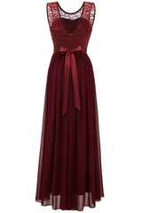 Navy Long Lace Bridesmaid Dress