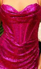 Cowl-Neck Sequin Mini Homecoming Dress BZ026S