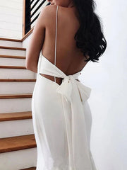 Spaghetti Straps Backless V Neck Mermaid Wedding Dresses