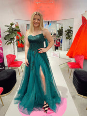 Backless Green Lace Prom Dresses, Open Back Green Lace Formal Graduation Dresses