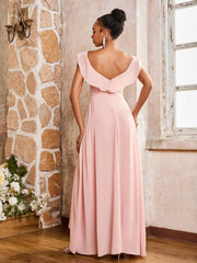 Elegant Chiffon Jumpsuit with Flowing Skirt Overlay Dusty Rose